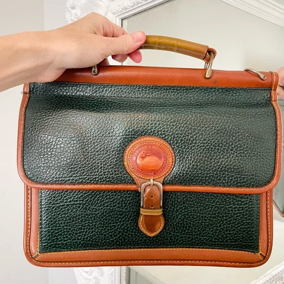 Dooney And Bourke Green And Leather Bag With Duck Dooney Bourke